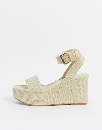 Pull&Bear Square Toe Espadrille Wedges Bež - Ženske Sandale | 53706VPMO